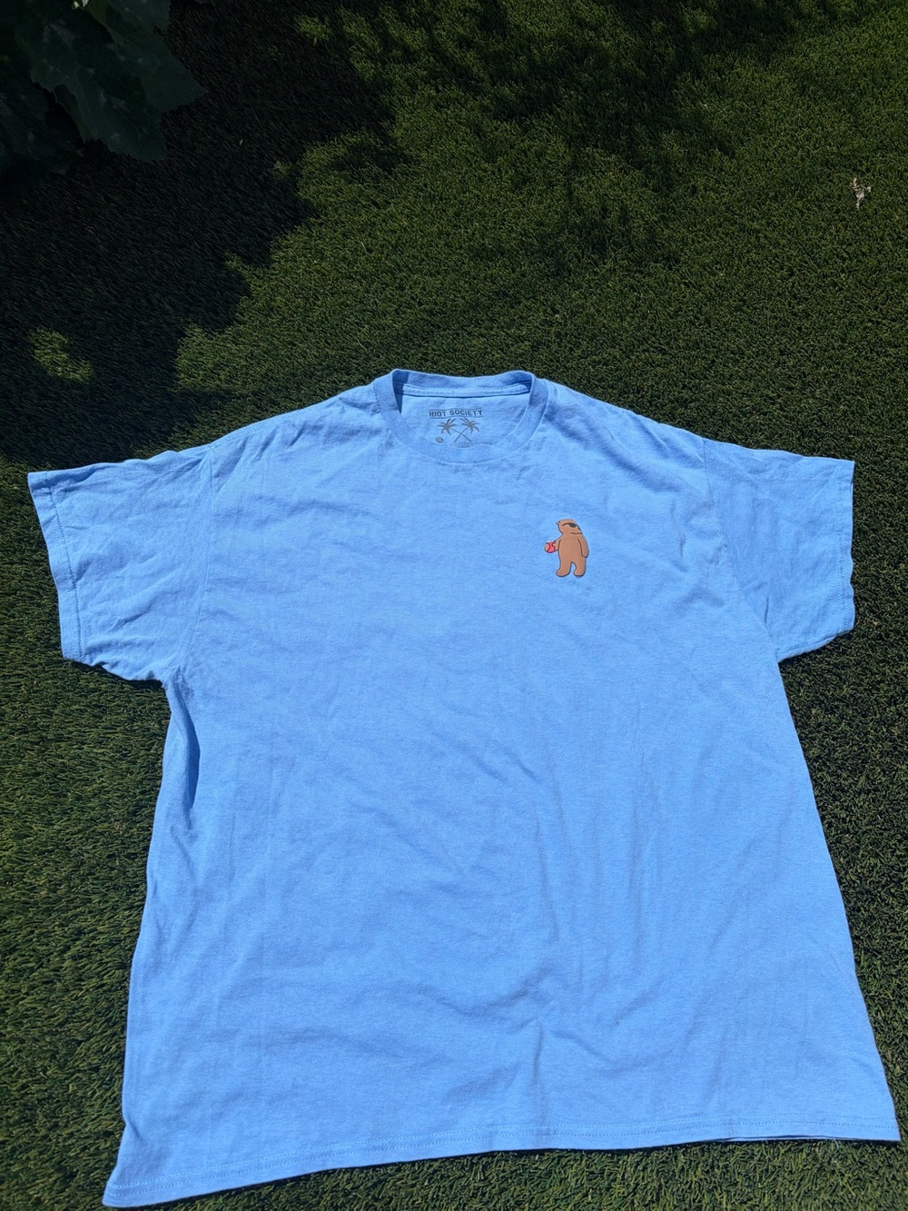 riot society Light Blue Pocket Bear Graphic T-Shirt